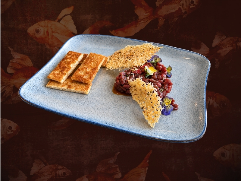 Beef Tartare with Parmesan Chips and Capers