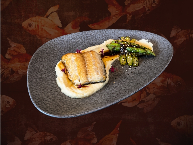 Black Cod with Parsnip Purée and Asparagus