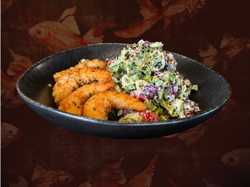 Salad with Crispy Spicy Shrimp